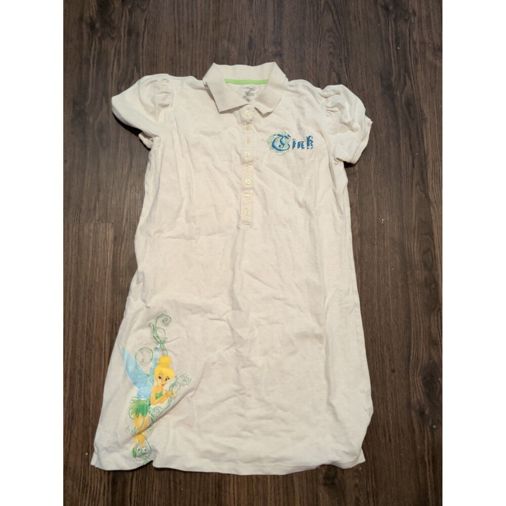Disney Store Polo Shirt Dress Women's Size Medium Tinkerbell White